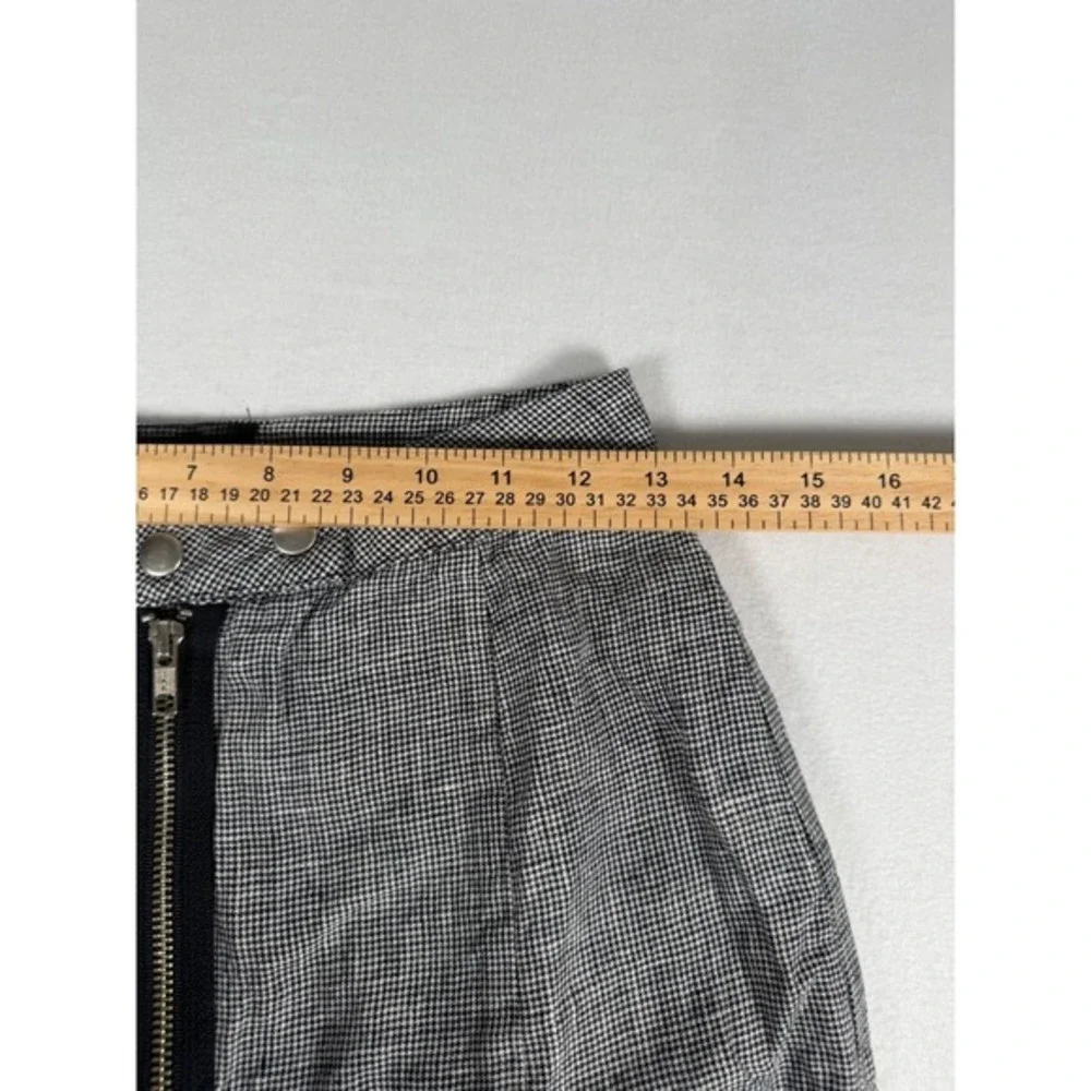 Reformation Houndstooth Wide Leg Pants‎ Womens 2 Black White Linen High Rise Zip